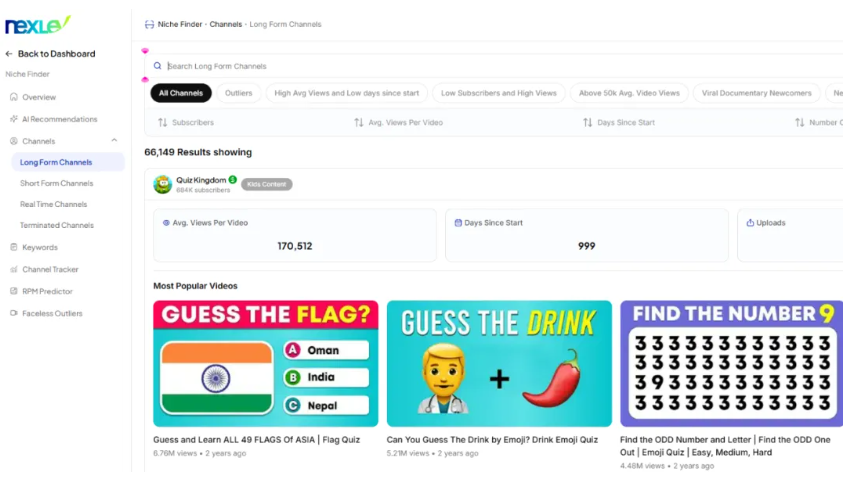 AI工具Nexlev分析了千万个频道，帮你找到 YouTube热门细分领域（方法未测试）