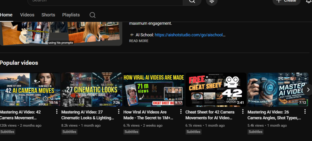 YouTube教程分享：42个专业AI运镜提示词(方法）